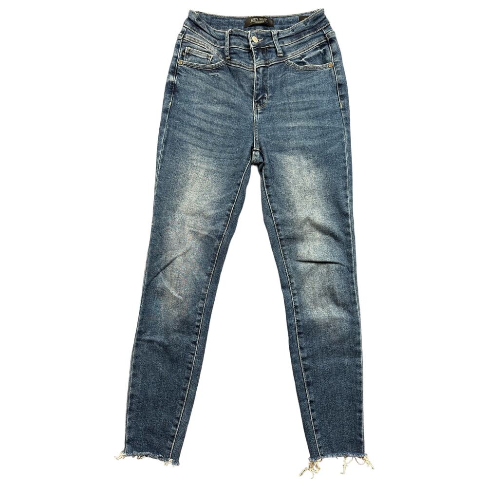 Judy Blue Jeans Skinny Fit Womens Size 1/25 JB88364 Stretch High Rise Raw Hem